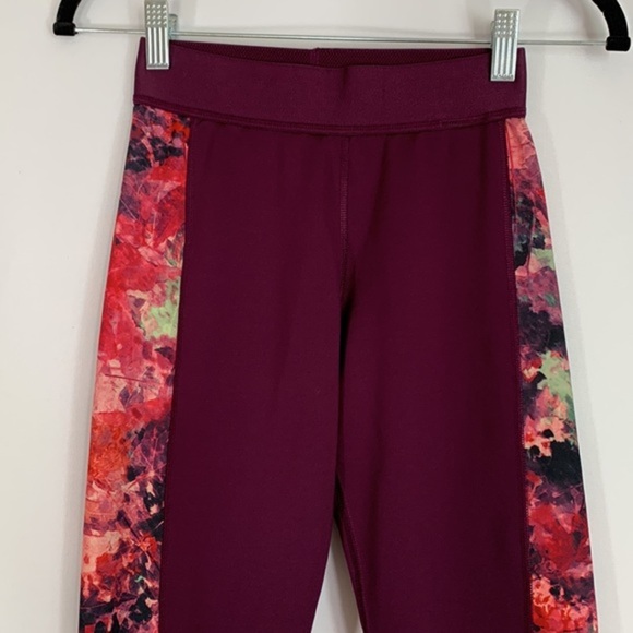 Adidas Climawarm Purple Floral Athletic Leggings - Picture 2 of 7